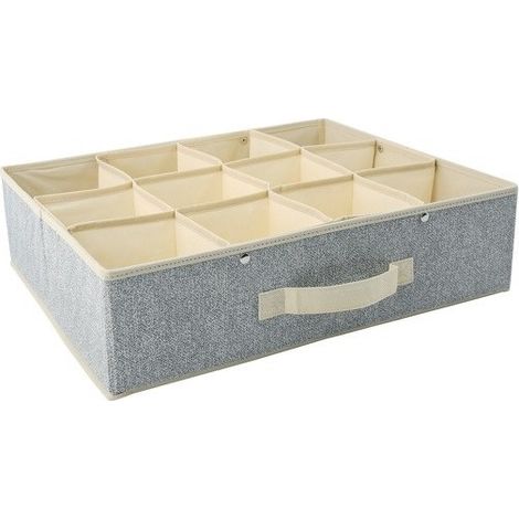 Cajonera de almacenamiento microaireada y transpirable con 12 compartimentos Gris MSV