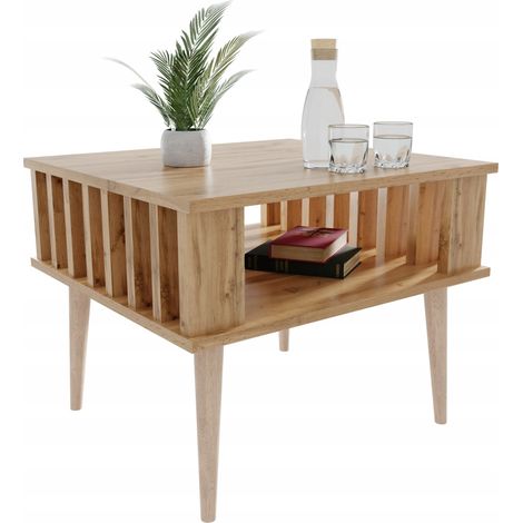 Table basse Lamella pour le salon, table basse Wotan en chêne (1/5)
