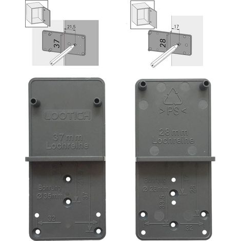 Gabarits de Perçage pour Charnières Perçages de Pots 35mm et 26mm, Plaque de Montage 32 Lignes de Trous, Raccords Excentriques de 25mm et 20mm Trous de Diamètre 2Pcs (1/5)