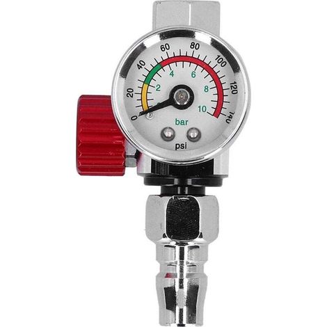 Pistolet à Peinture en Aérosol à Filetage G1/4in Régulateur de Pression D'air Vanne de Réglage D'air en Acier Inoxydable avec Manomètre pour Outils Pneumatiques (1/5)