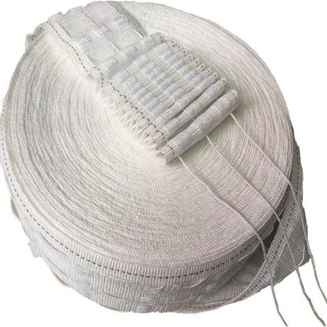 Ensemble de 20 mètres de ruban élastique pour rideaux, crochets renforcés, bande de renfort de 8 cm en tissu polyester/coton.