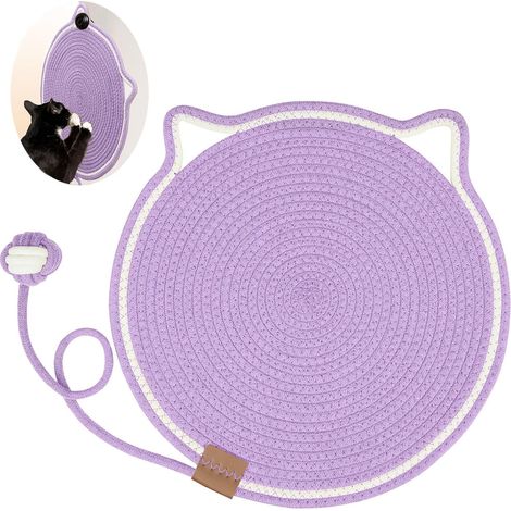 Este rascador para gatos, de 40 cm de diámetro, es ideal para proteger paredes, sofás, alfombras y sillones. Color: morado. (1/5)