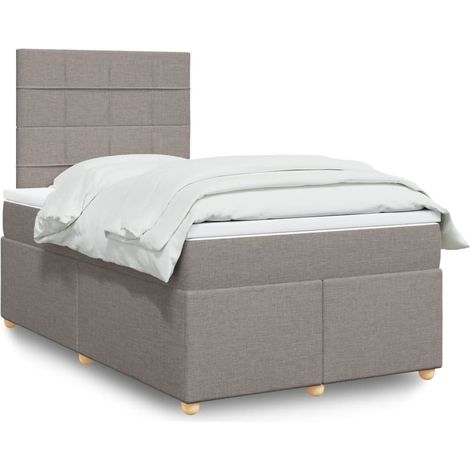 vidaXL Sommier à lattes de lit avec matelas taupe 120x190 cm tissu (1/5)