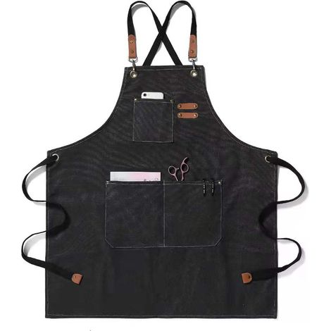 Küchenschürze, 68 x 76 cm, gekreuztes Rückendesign, mit 3 Taschen, verstellbar, geeignet zum Grillen, Backen, Gärtnern und Frisieren.