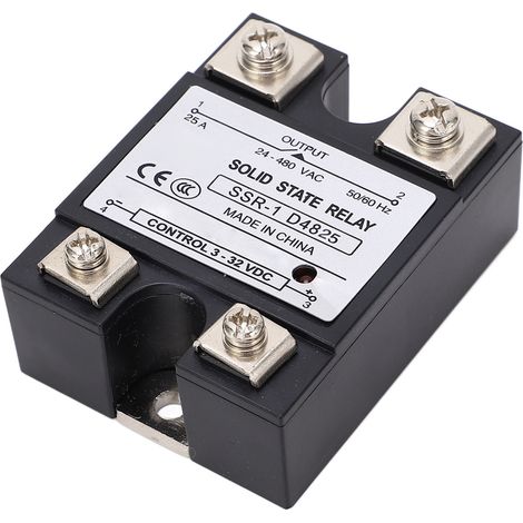 Relais statique CC vers CA 25A 24-480VAC, module SSR commutation rapide anti-vibration ignifuge (1/5)