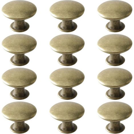 Poignées de porte de tiroir rondes rétro, adaptées aux tiroirs, armoires et placards (12 pièces, bronze jaune) (1/5)
