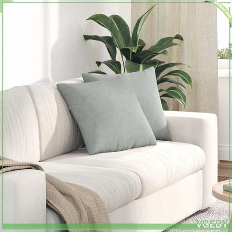 Coussins de canapé - FAFEISY - Velours côtelé - Gris clair - 45 x 45 cm - Lot 2 pièces (1/5)