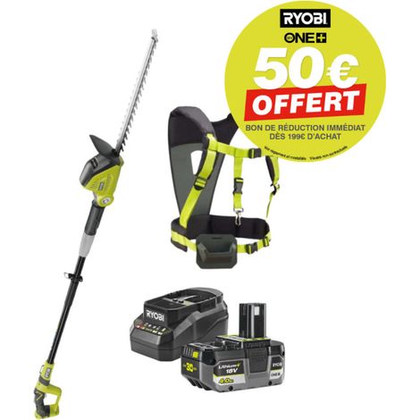 Taille-haies RYOBI 18V One+ OPT1845 - Batterie 4,0Ah et chargeur - Harnais ergonomique