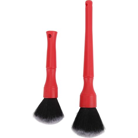 2pcs Brosse de Nettoyage Auto Douce Lot Multifonction Voiture Détail Intérieur Extérieur Pinceau Universel Rouge (1/5)