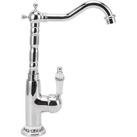 Robinet de salle de bain de style européen rétro, en laiton galvanisé, avec tuyau coudé long, mitigeur eau chaude/froide pour lavabo, pour la maison (1/5)