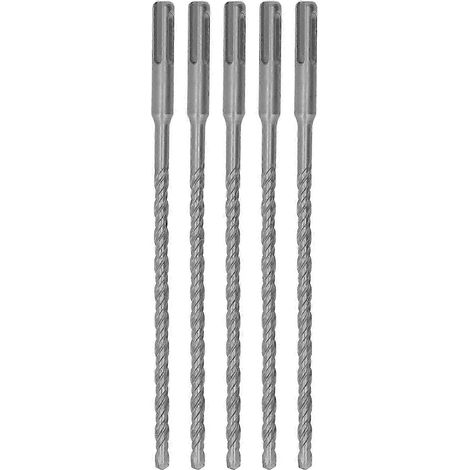 Lot de 5 forets à percussion à pointe carbure, 2 goujures, pour brique et béton, 210 mm, 7 mm / 0,28 po (1/5)