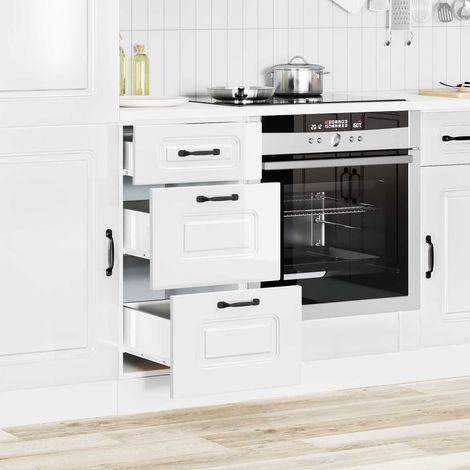 vidaXL Mobiletto da cucina "Kalmar" Bianco lucido Legno (1/5)