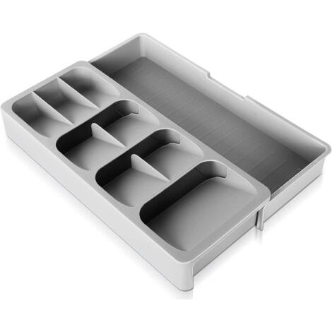 Organizzatore per posate, vassoio portaposate, organizer per cassetti a 9 scomparti, organizer da cucina espandibile in plastica per cassetti per posate, vassoio organizer per cassetti (1/5)