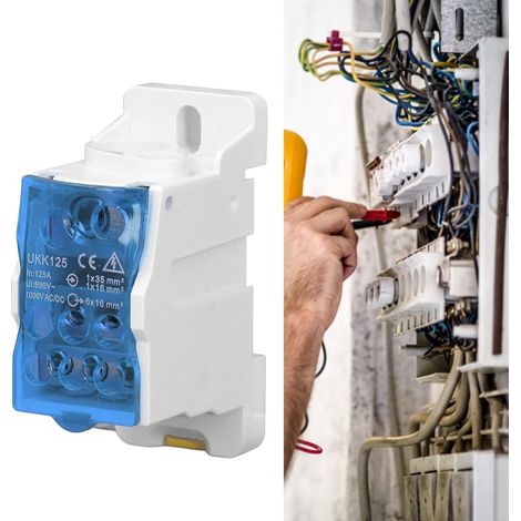 UKK125 C45 Boîte de jonction unipolaire de type rail DIN, répartiteur modulaire, 690 V 125 A, bleu. (1/5)