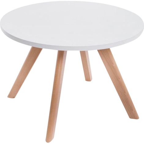 Tavolino rotondo da caffè/tavolino laterale con 4 gambe in legno chiaro altezza 45 cm TABA10005