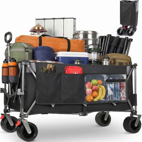 CHICFURN Carrello da giardino pieghevole 120 x 57,5 x 44 cm acciaio nero e grigio, 300 L, 250 kg (1/5)