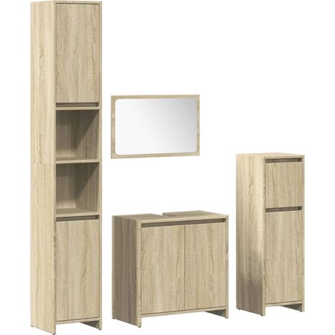 Maison Exclusive - 4-tlg. Badmöbel-Set Sonoma-Eiche Holzwerkstoff