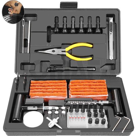 Conjunto Repara Pinchazos Herramienta, Kit de Reparación para Neumáticos Pesados, Kit de Emergencia reparar neumáticos para Coche, Moto y más PACK 50 MECHAS - 1395 (1/5)