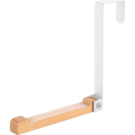 klappbarer Türhaken aus Metall und Holz, zum Aufhängen von Kleidung, Mänteln, Hüten und Handtüchern ohne Bohren, Weiß (1/5)