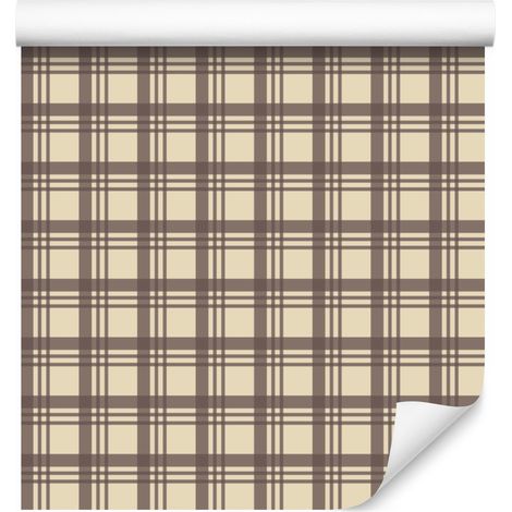 Papier peint à carreaux marron, beige et crème pour salon et chambre 50x1000 cm (1/5)