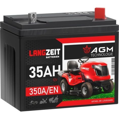 Batterie pour Tracteur Tondeuse 12V 35Ah AGM – Format U1R (bornes inversées), sans Entretien, Forte Puissance de démarrage, idéale pour Tondeuse autoportée (1/5)