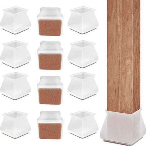 Silicone Chaise Casquettes Pieds 12 Pièces, 35-50mm Silicone Wood Floor Protect Set, Patins pour Meubles Silicone Protection Plaquettes de Pieds de Meubles Chaise Jambe Caches Housse de Table,Fontaine (1/5)