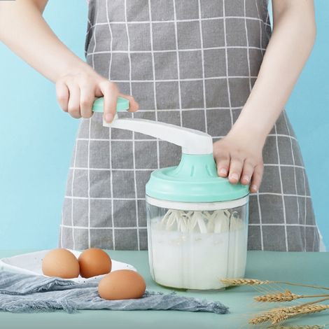 Batteur à œufs manuel 1200 ml, fouet à manivelle pour œufs et crème, accessoire de cuisine et de pâtisserie (1/5)