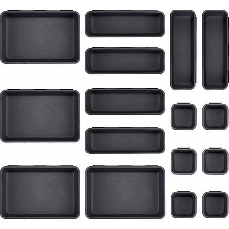 16 Pcs Bureau Tiroir Organisateur Ensemble 3 Plateaux De Taille Organisateurs De Maquillage En Plastique Argenterie Tiroirs De Rangement Diviseurs Bacs pour Commode Salle De Bains Vanité Ustensiles Pl (1/5)