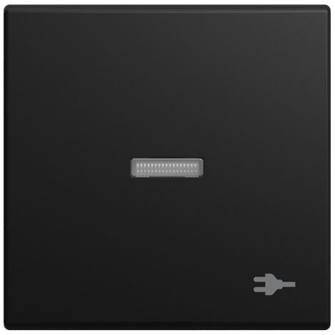 Busch-Jaeger Touche avec impression Symbole "Prise de courant" avec petite calotte transparente pour interrupteur/bouton-poussoir, 1x noir mat - Busch-balance® SI (1789 ST-915), 2CKA001731A4036