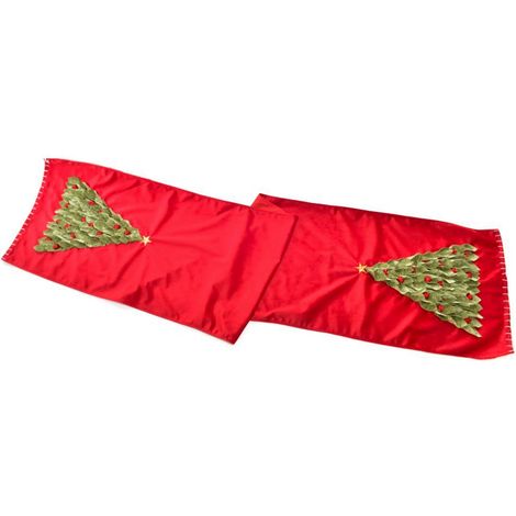 Runner decorato con albero di natale in velluto 40 x 180 cm (1/3)