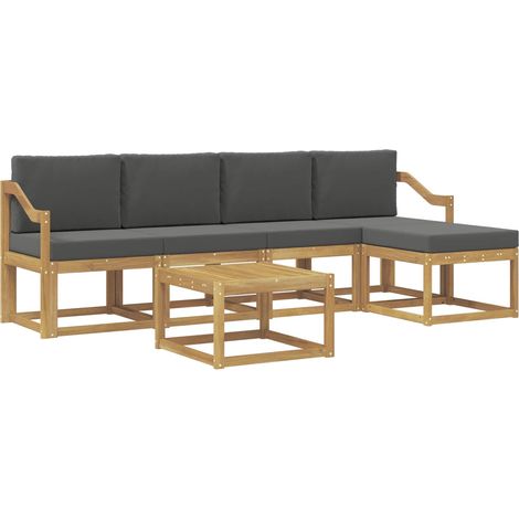 Conjunto de sofás de exterior 6 uds. 5 plaza Blanco y Antracita vidaXL (1/5)