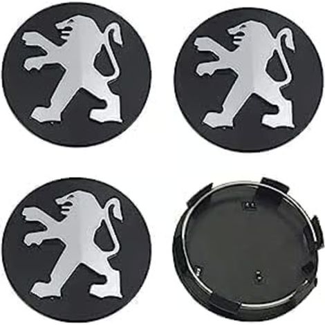 4 pièces. Enjoliveurs de centre de roue pour Peugeot 60mm noirs, enjoliveurs enjoliveurs (1/5)