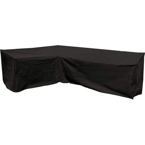 RGE Housse de canapé d'angle pour meubles de jardin en forme de V/L imperméable pour meubles d'extérieur, bâche de salon, protection UV, anti-poussière, housse de canapé d'angle (300x300x98cm, noir 1 (1/5)
