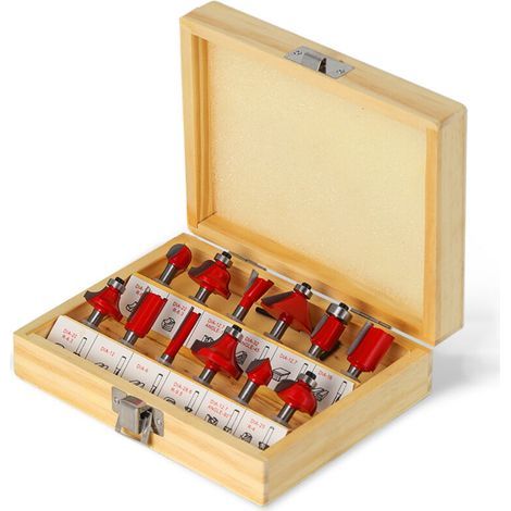 [NEVER USED] 12Pcs 6mm Shank Tungsten Carbide Router Bits Set for Woodworking Cutting Grooving (with Straight Bit, Cove Bit, Chamfer Bit)
