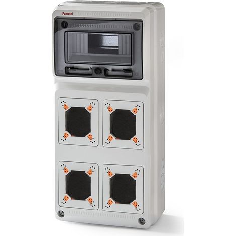 Cuadro industrial 8 módulos 4 tomas 500x230x155 IP65 Famatel 3961 (1/2)