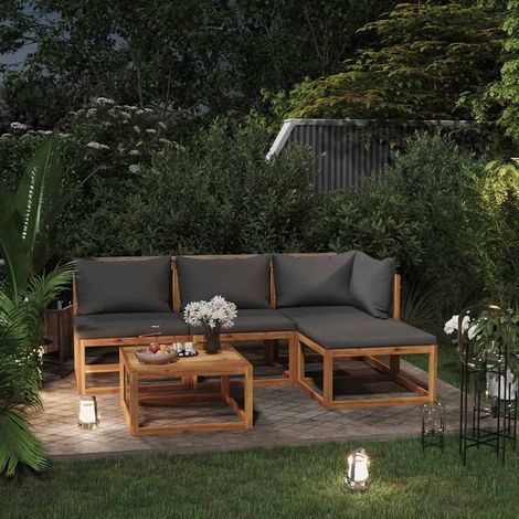 vidaXL Juego de muebles jardín 5 pzas con cojines madera maciza acacia (1/5)