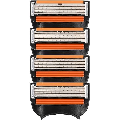 rasoir electriques hommes-Lame ultra-mince lavable en acier inoxydable à six couches (4 pointes de lame orange à six couches soudées par points) – Pour rasage impeccable homme (4 unités)