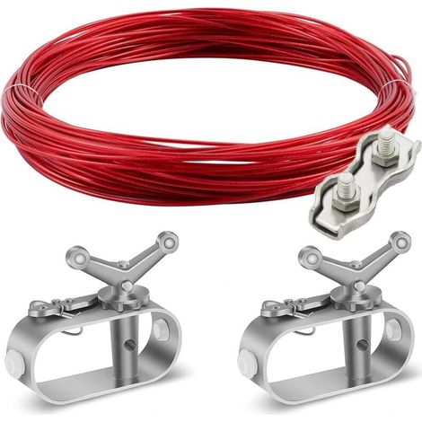 Drahtseilspanner mit ummanteltem Stahlseil, 2 Stahlseilspanner, für Winterschwimmbad, Spannseil für Schwimmbadabdeckung, Schwimmbadabdeckungsbefestigung, Durchmesser: 2 mm,