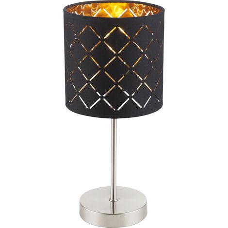 Lampada da tavolo soggiorno interruttore lampada da lettura tessile nero oro in set incl. lampadina LED