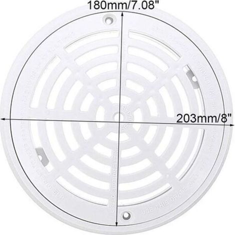 Grille de drainage de piscine à fond rond - 18 x 20,3 cm - Blanc (1/3)