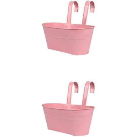 BUNTHAUS 2 Ensemble de Pot de Fleurs Suspendu Polyvalent avec différentes Couleurs Arc-en-Ciel, jardinières de Balcon en Fer détachables, Garde-Corps Suspendu Rose, Rose 2Ensemble (1/5)