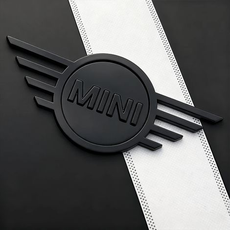 (Noir brillant, 14,5 cm) Autocollant métallique décoratif pour coffre de voiture, compatible avec Mini Cooper JCW Works R56 R50 F54 F55 F56 F57 F60 R52 R53 R55 R57 R58 R59 (1/4)