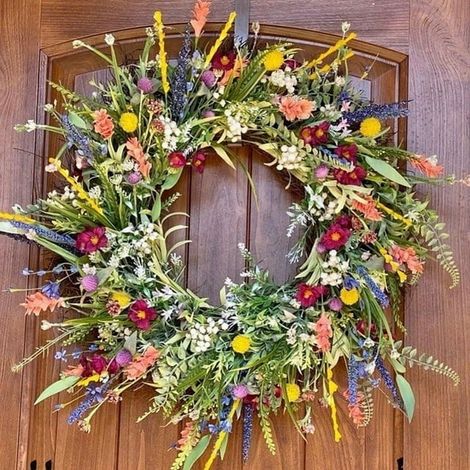 Guirlande Artificielle - Couronne De Fleurs Sauvages - Diamètre 45 Cm - Décoration Printemps Été Intérieur Extérieur - 1 Pièce (1/5)