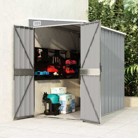 Abri de jardin mural-Remise Cabane pour outils Gris 118x194x178 cm Métal galvanisé (1/5)