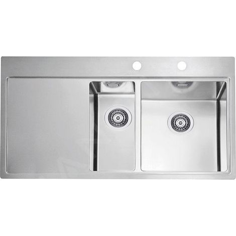Alveus Pure - Évier 980x525 mm, avec commande du vidage, bac à droite, inox 1103655 (1/2)