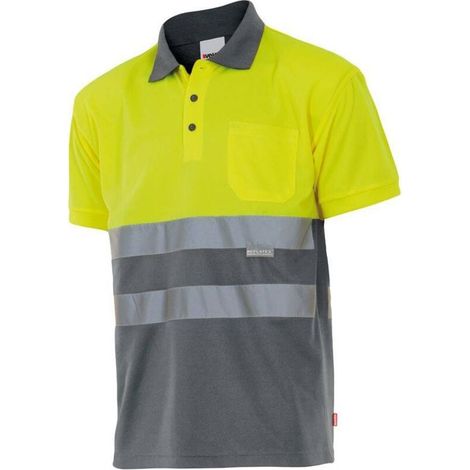 Polo alta visibilità VELILLA a maniche corte bicolore Giallo / Grigio 4XL