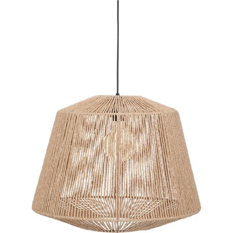Atmosphera – Suspension en corde beige D 48 cm – Fer et papier naturel – Hauteur ajustable – Douille E27 – Longueur câble 90 cm (1/5)
