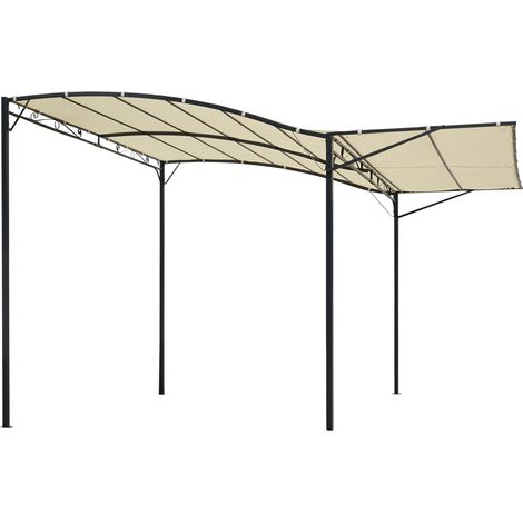 Outsunny Pavillon Gartenpavillon Markise Sonnenmarkise mit klappbarem Seitendach UV-Schutz Stahl + Polyester Cremeweiß + Schwarz 3 x 2,5 m