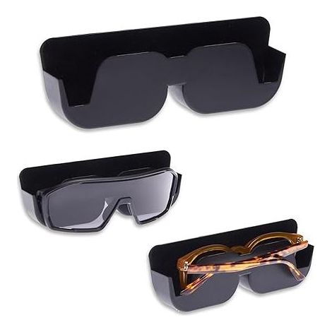 SHINING HOUSEOne Porte-lunettes de voiture – Support de rangement autocollant pour lunettes de soleil avec coussinets en feutre pour lunettes de voiture (noir 16,2 x 5,7 x 3,1 cm) (1/5)