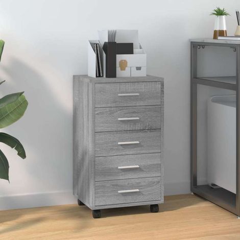 vidaXL Cajonera con ruedas madera contrachapada gris Sonoma (1/5)